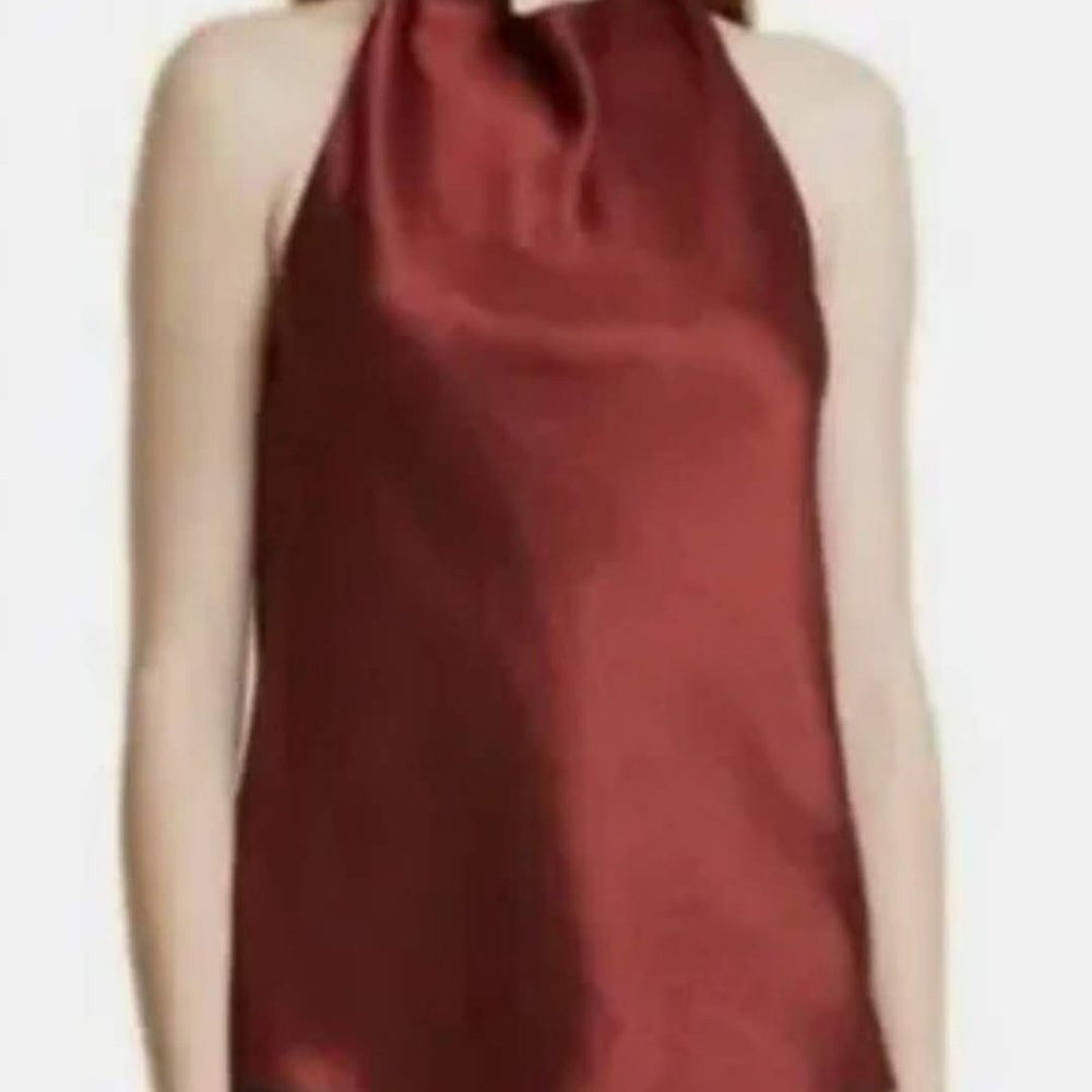 Vince Open Back Halter Blouse Size M Color Currant